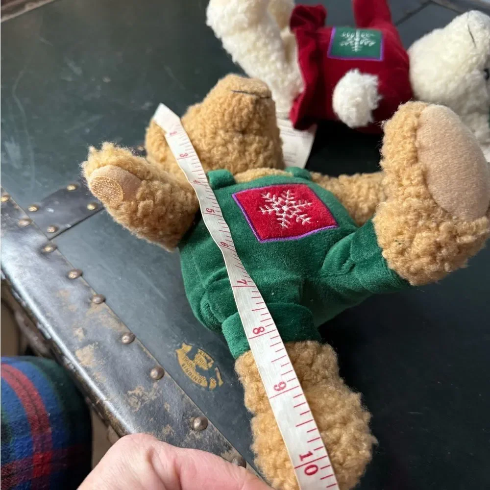 Hallmark Christmas kissing mistletoe Bears plush stuffed magnets mouth set of 2